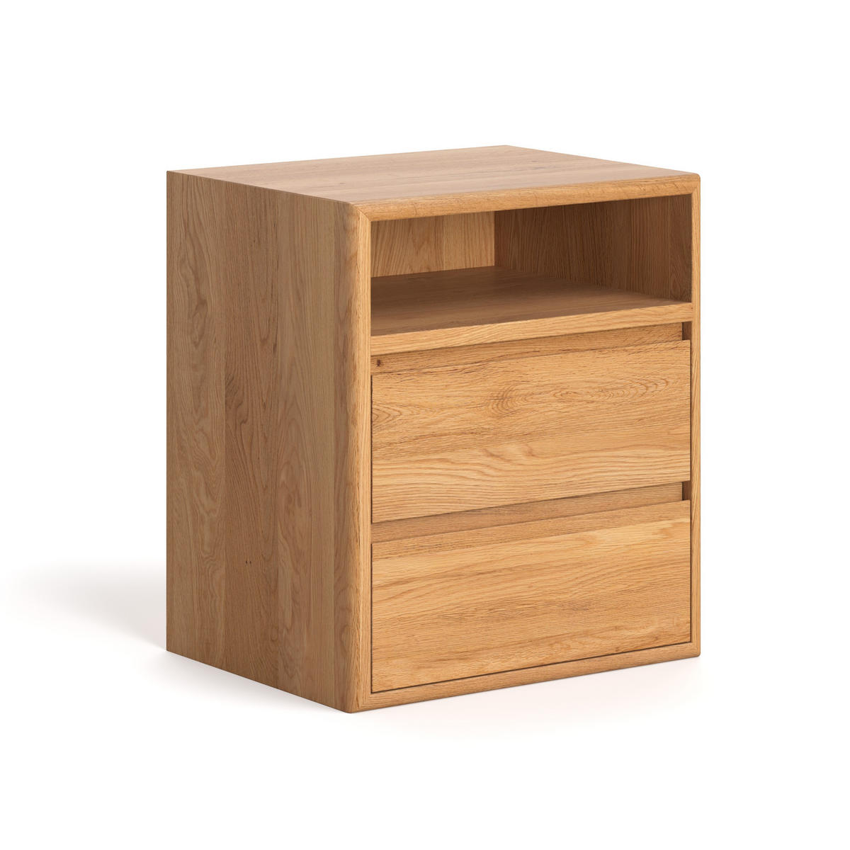 NACHTTISCH Margo aus massivem Eichenholz, Variante B – offenes Oberteil - Eichefarben/Naturfarben, Holz (50/57/40cm) - Danzz