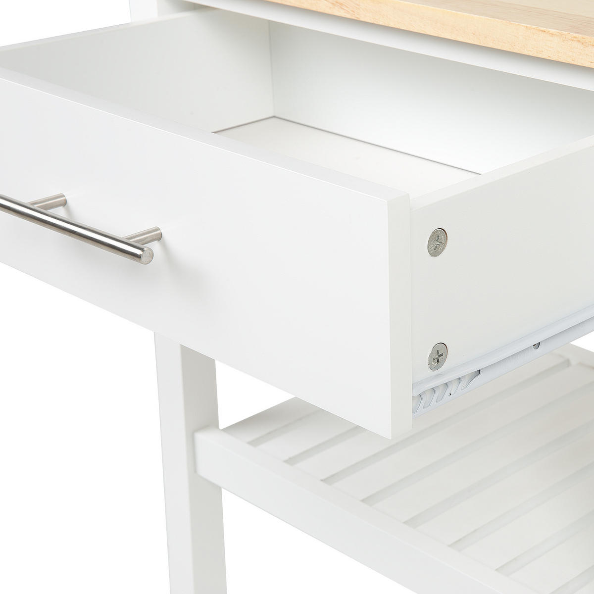 SERVIERWAGEN weiß/heller Holzfarbton mit Schublade Hiuma - Hellbraun/Weiß, Holz (58/86/40cm) - Beliani