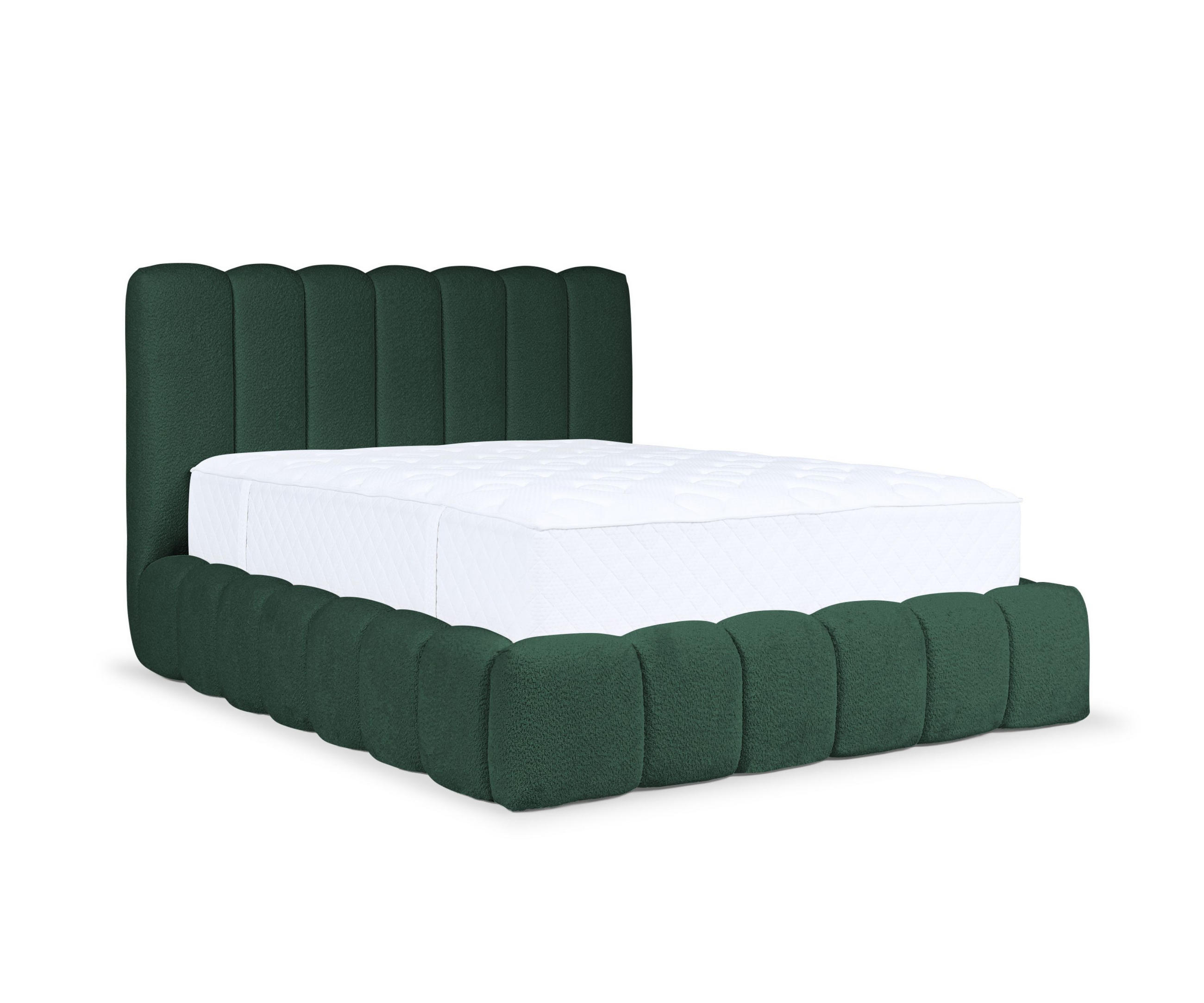 POLSTERBETT CHLOE mit Bettkasten 180x200,Doppelbett mit Stauraum und Lattenrost,Boxspringbett-Optik,ohne Matratze,Schlafzimmer-Dunkelgrün - Dunkelgrün, Holz (180/200cm) - Furnistar