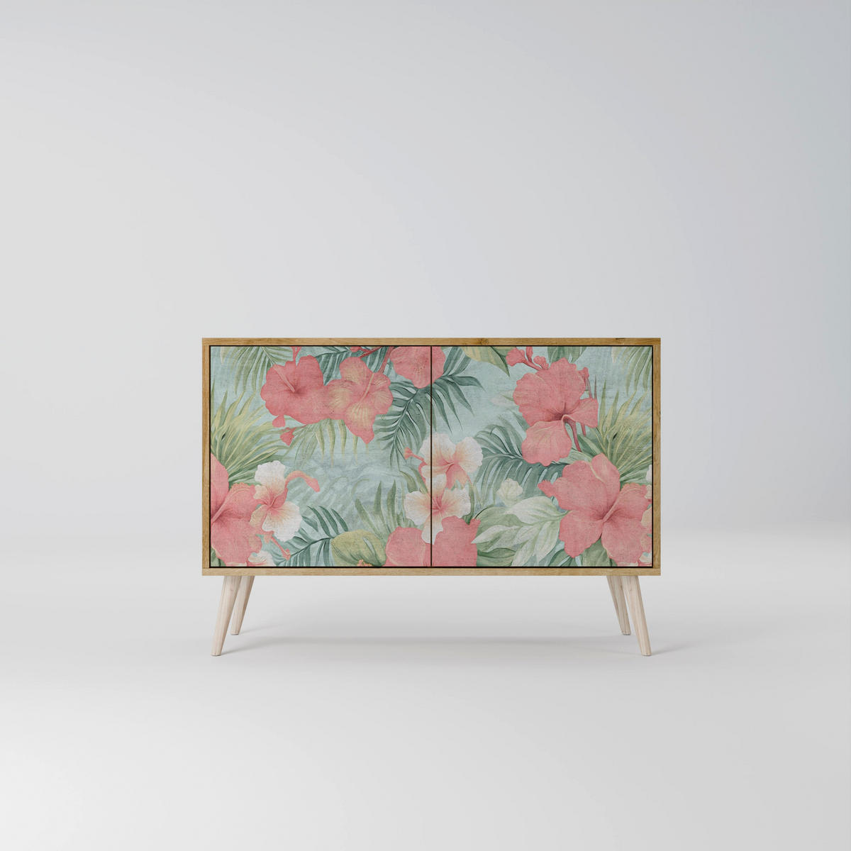 SIDEBOARD HAWAIIAN SPIRIT, Eicheneffekt, 111x42x77,5 cm, 2 Türen - Eichefarben/Buchefarben, Holzwerkstoff/Buchenholz (111/77.5/42cm) - SpaceRebels