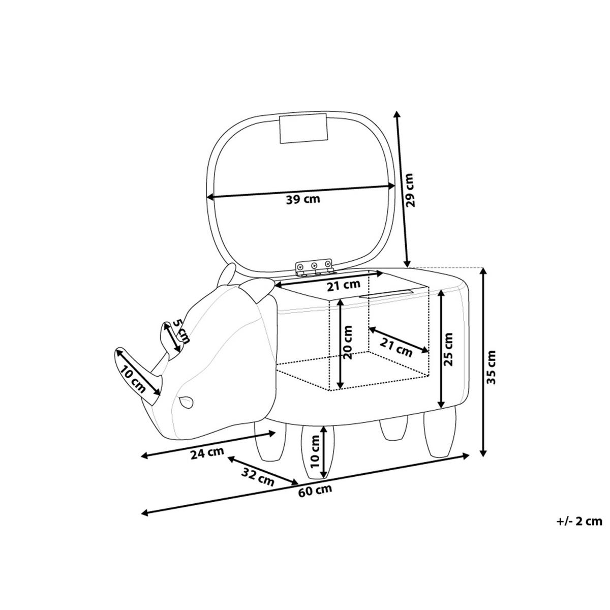 TIERHOCKER Hellbraun Rhino - Hellbraun/Braun, Kunststoff (60/35/32cm) - Beliani