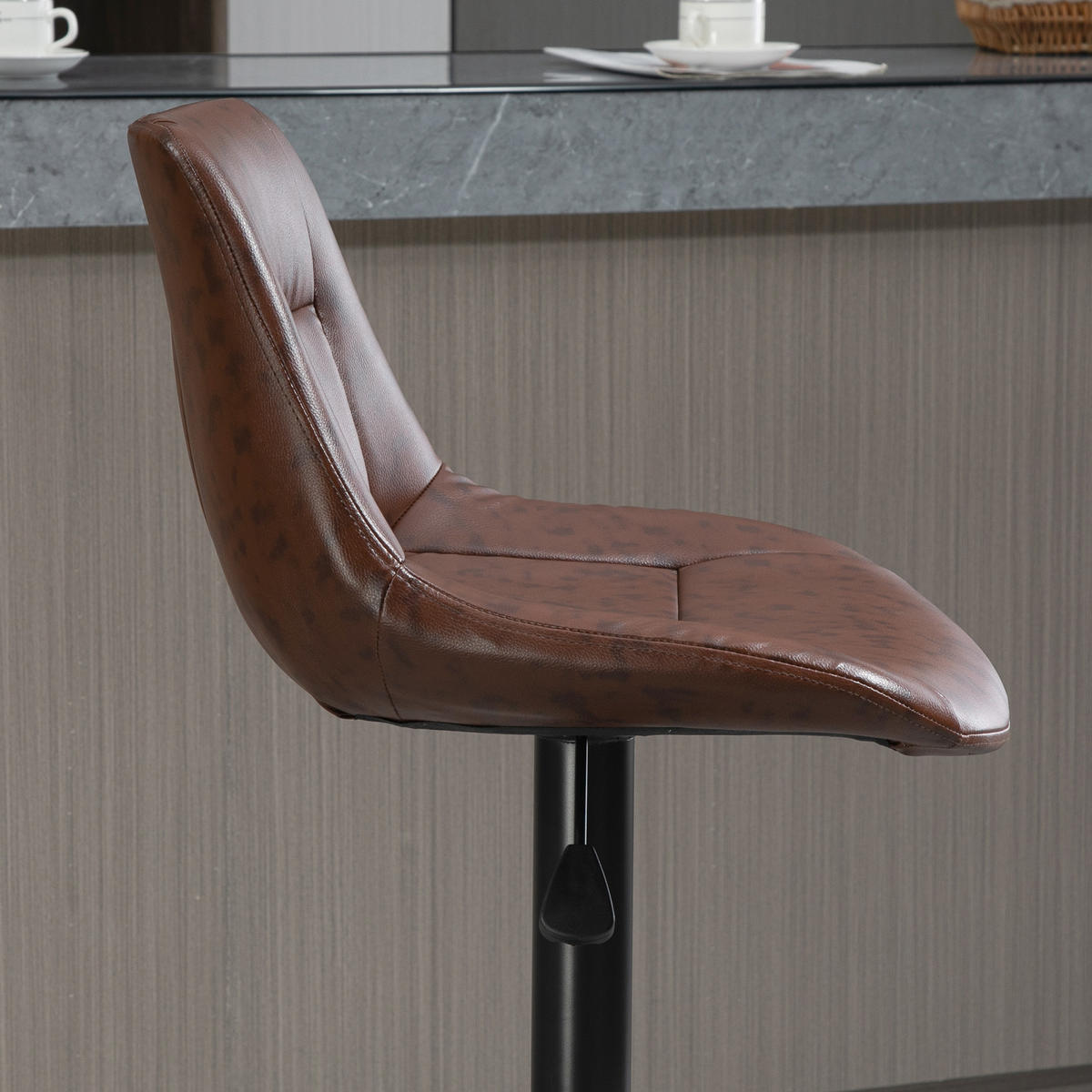 BAROVÁ ŽIDLE, umělá kůže, ocel, hnědá - hnědá, plast (50/108/46.5cm) - HOMCOM