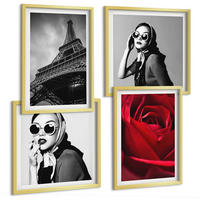 BILDER SET 4er Set - 50x50 cm & 40x60 cm Goldrahmen - Pariserin mit Eiffelturmbrille - Goldfarben, Kunststoff (50/50cm) - TULUP