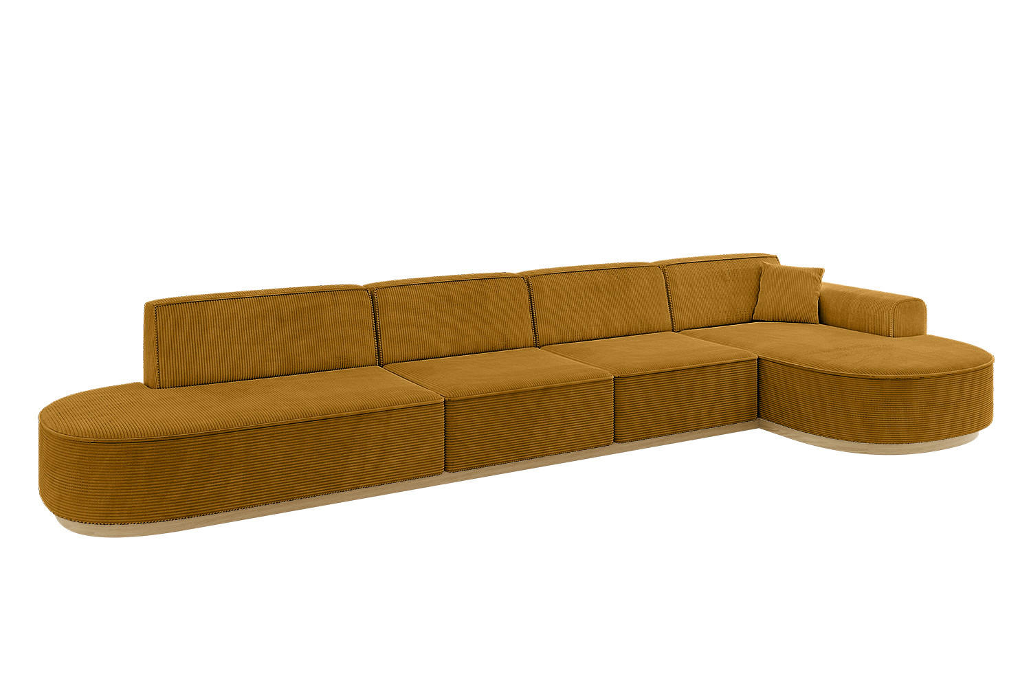 ECKSOFA Ottomane Rechts MARI-L3-v2 - 413x171x83 cm Senfgelb Cord - Gelb, Holzwerkstoff/Textil (171/413cm) - ALTDECOR