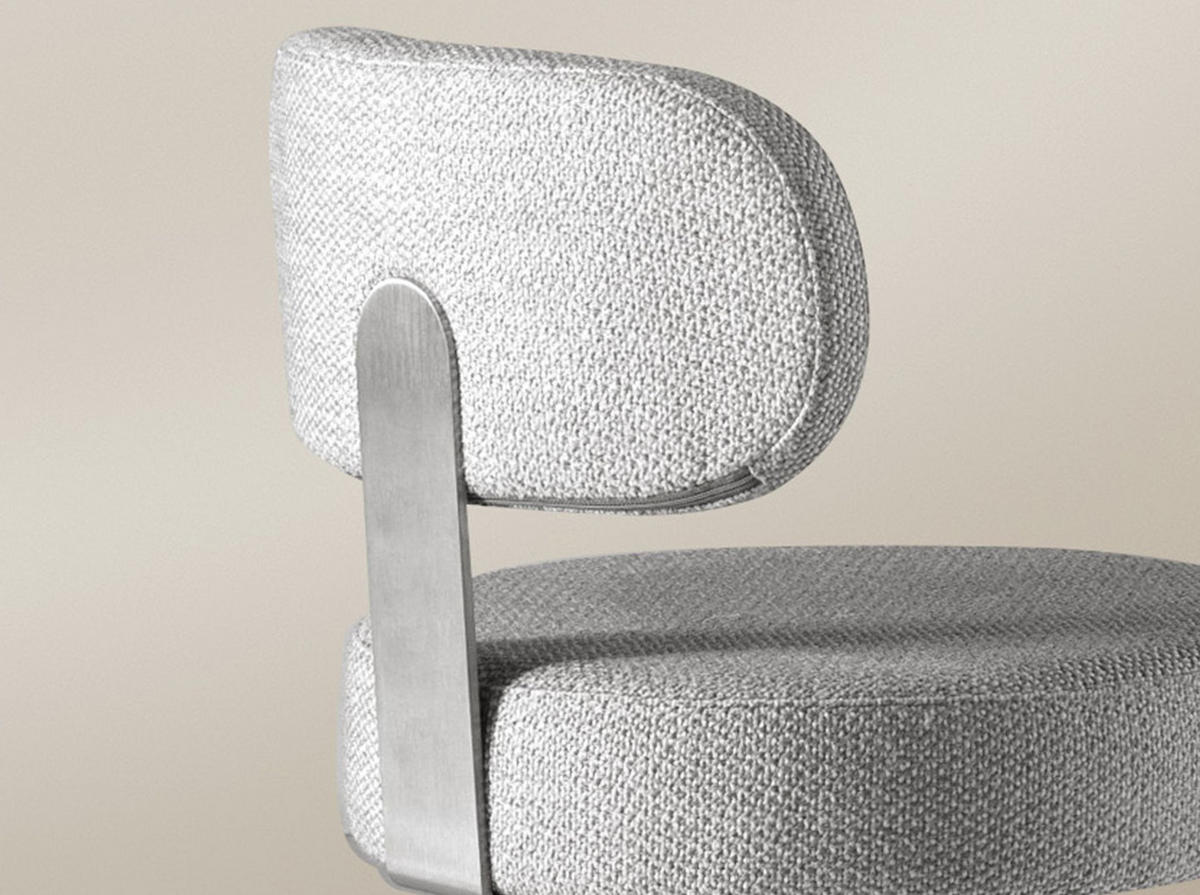 BARHOCKER Drehbarer aus hellgrau meliertem Stoff 45/46/85 cm - Edelstahlfarben/Eschefarben, Textil/Metall (45/85/46cm) - ANGEL CERDA