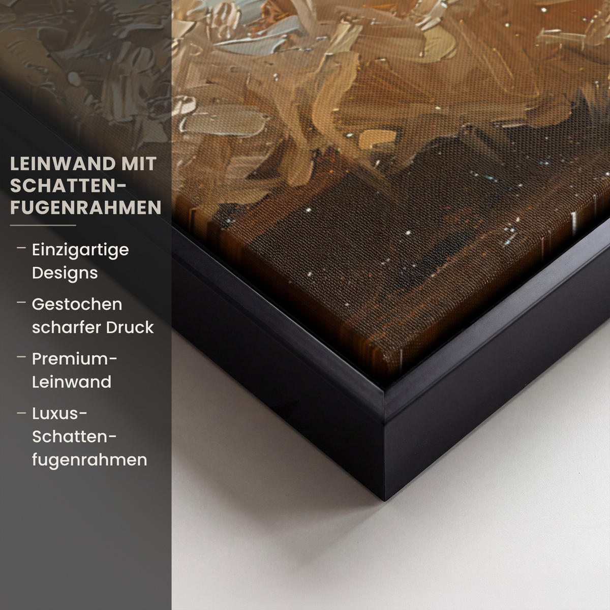 LEINWAND Bilder mit Rahmen - Katze - Weihnachten - Winter - Tier - 50x50 - Bernsteinfarben, Textil (50/50cm) - MuchoWow