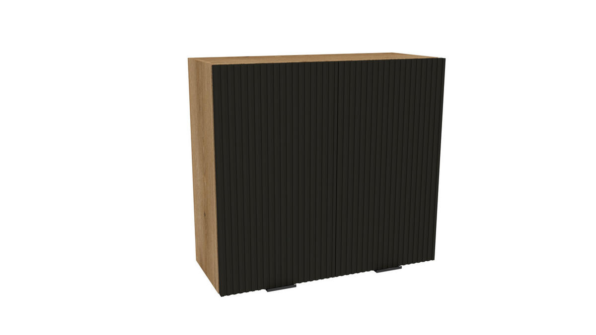 WINKELKÜCHE 240x180 cm mit Arbeitsplatte - SIMPLY Z8 - in Schwarz Matt / Rille / Eiche - Eichefarben/Schwarz, Holz/Holzwerkstoff (420/212/53cm)