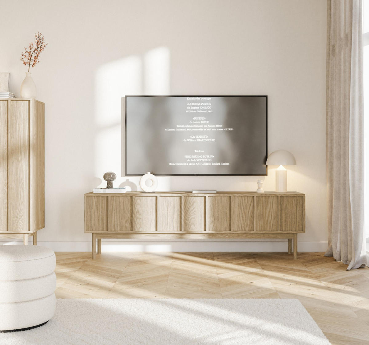 TV-LOWBOARD Neksto Eichenholzoptik 170 cm - Beige, Holz/Holzwerkstoff (170/50/40cm) - Selsey