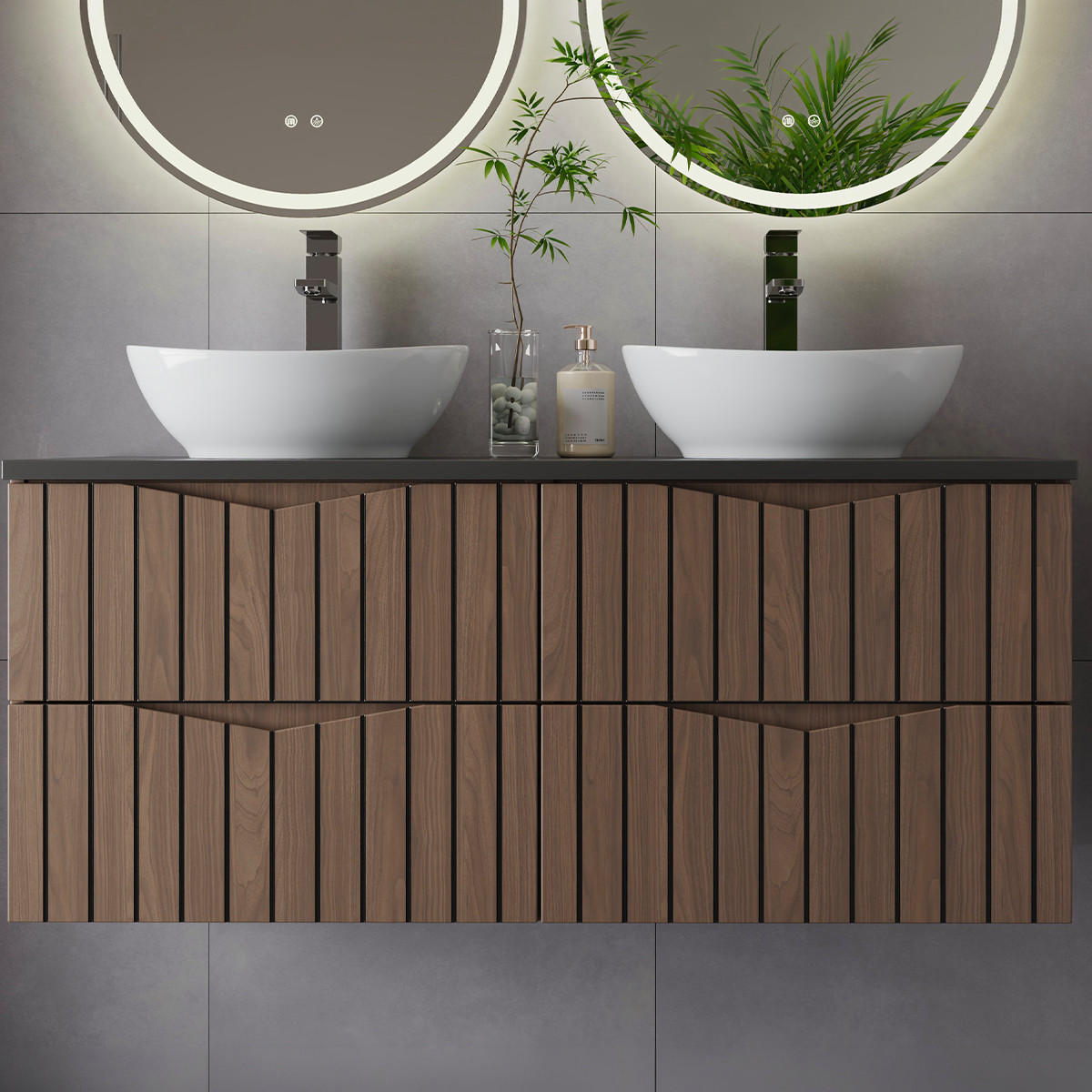 WASCHTISCHUNTERSCHRANK 120cm Siena Holz und Schwarz - Schwarz, Holzwerkstoff (120/50/45.8cm) - Petits-meubles