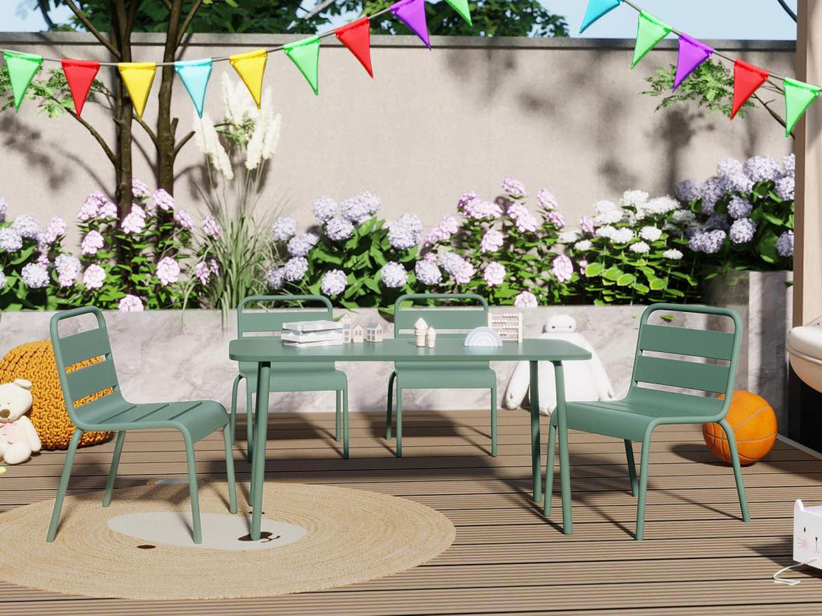 GARTENSTUHL für Kinder stapelbar 2er-Set - Metall - Hellgrün - POPAYAN von MYLIA - Grün, Metall (39/55.5/43cm) - Vente-Unique