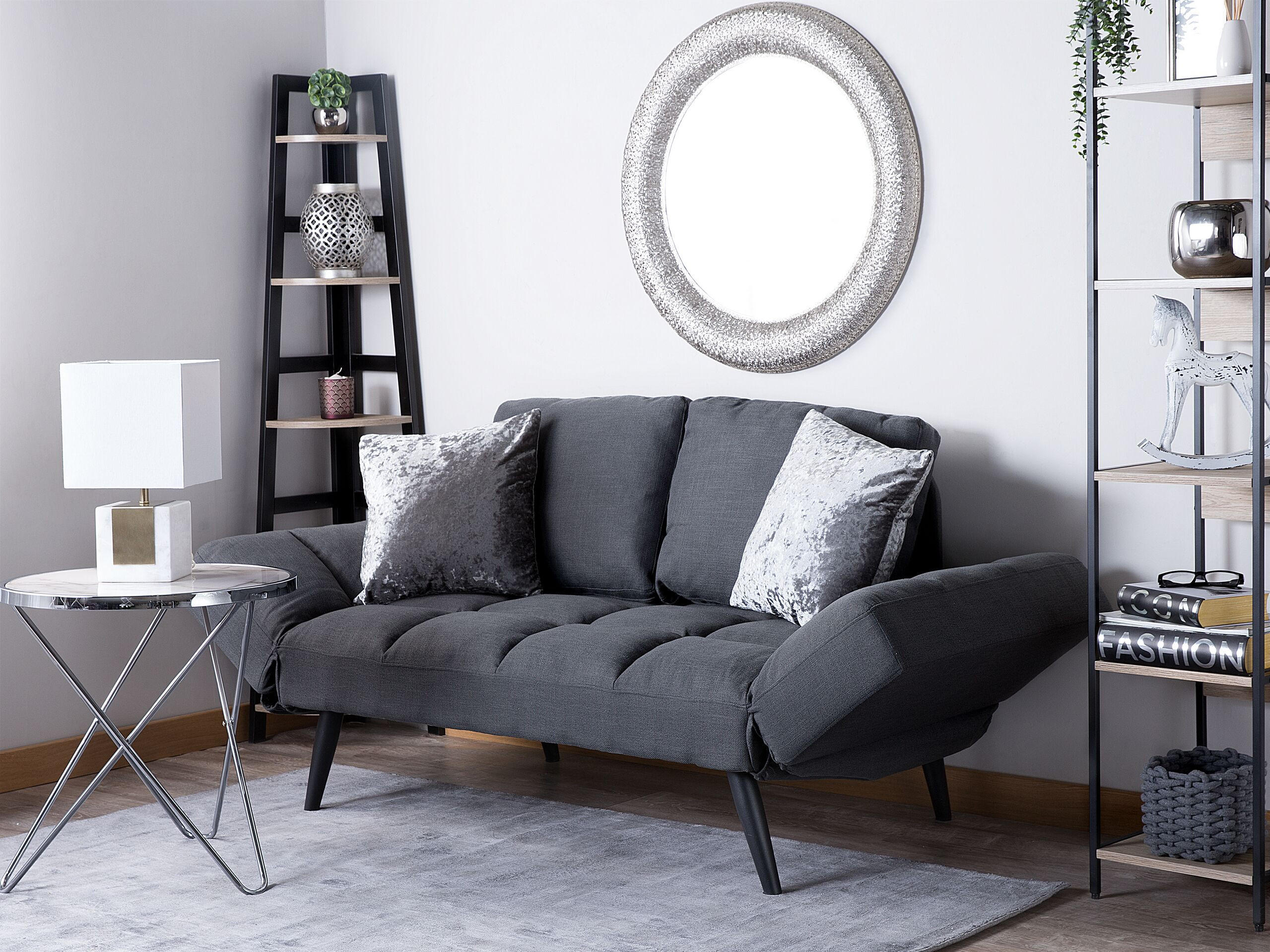 2-SITZER-SCHLAFSOFA Polsterbezug Dunkelgrau Brekke - Dunkelgrau, Textil (183/88/75cm) - Beliani