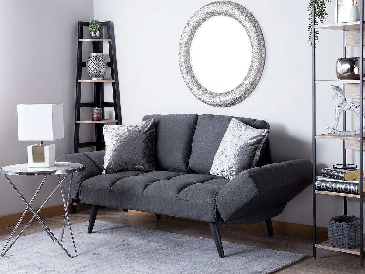 2-SITZER-SCHLAFSOFA Polsterbezug Dunkelgrau Brekke - Dunkelgrau, Textil (183/88/75cm) - Beliani