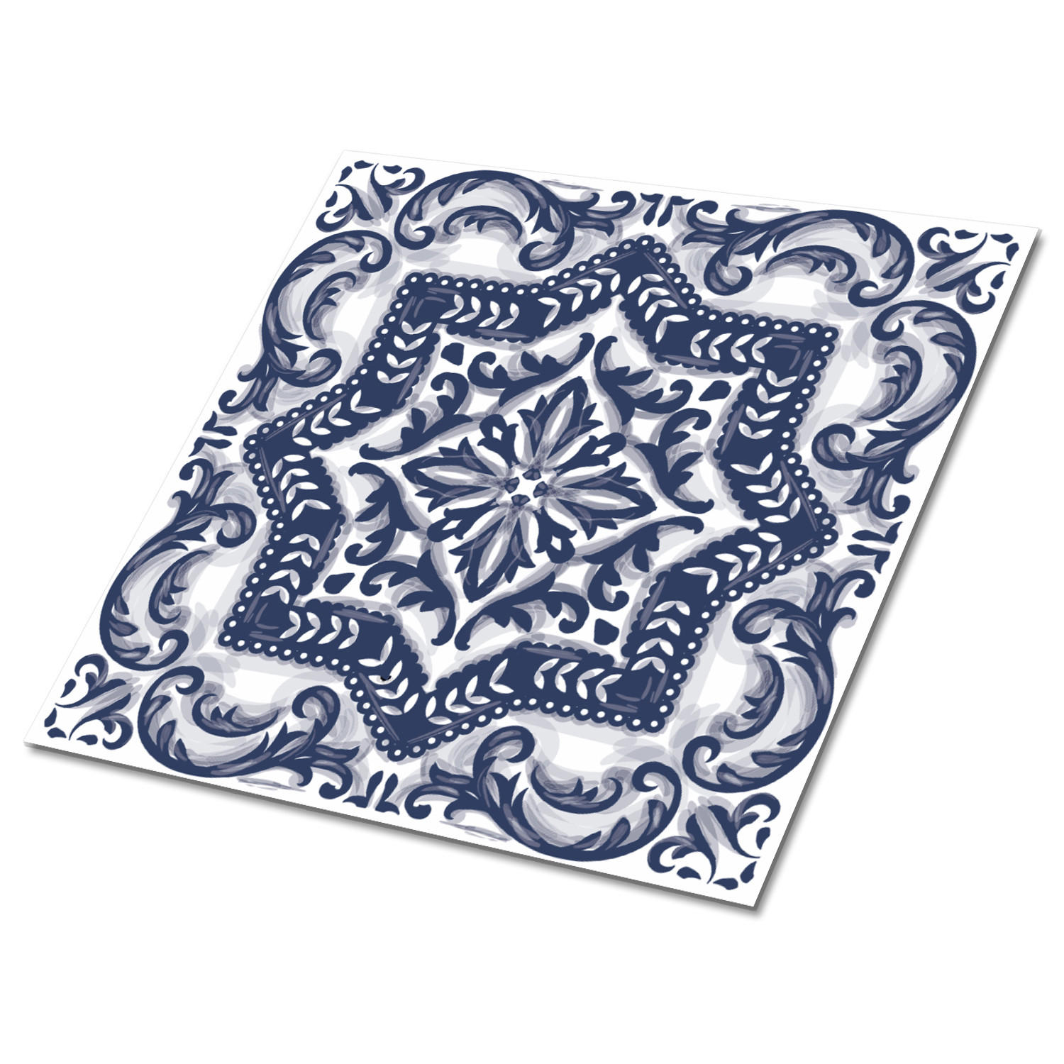 FLIESENAUFKLEBER 9 Stück 30x30 cm selbstklebend Orientalische Atmosphäre - Blau, Textil (30/1.6/30cm) - TULUP