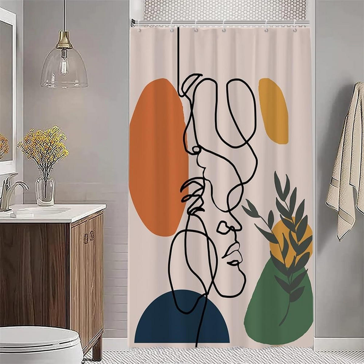 DUSCHVORHANG 120 x 180 cm abstrakt schimmelresistent wasserdicht waschbar Polyester - Multicolor, Textil (120/180cm) - MCBOSON