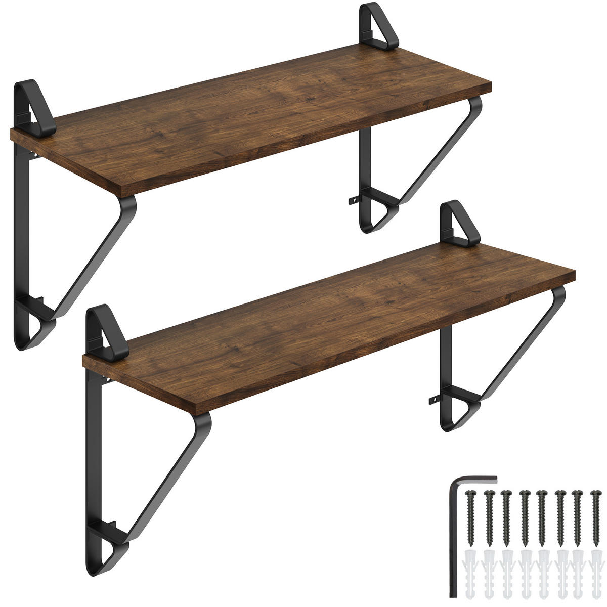 WANDREGAL 2er Set Irvine,60 x 20 x 33,5 cm,Industrial Holz dunkel, rustikal - Rostfarben, Holzwerkstoff (20/33.5/60cm) - tectake
