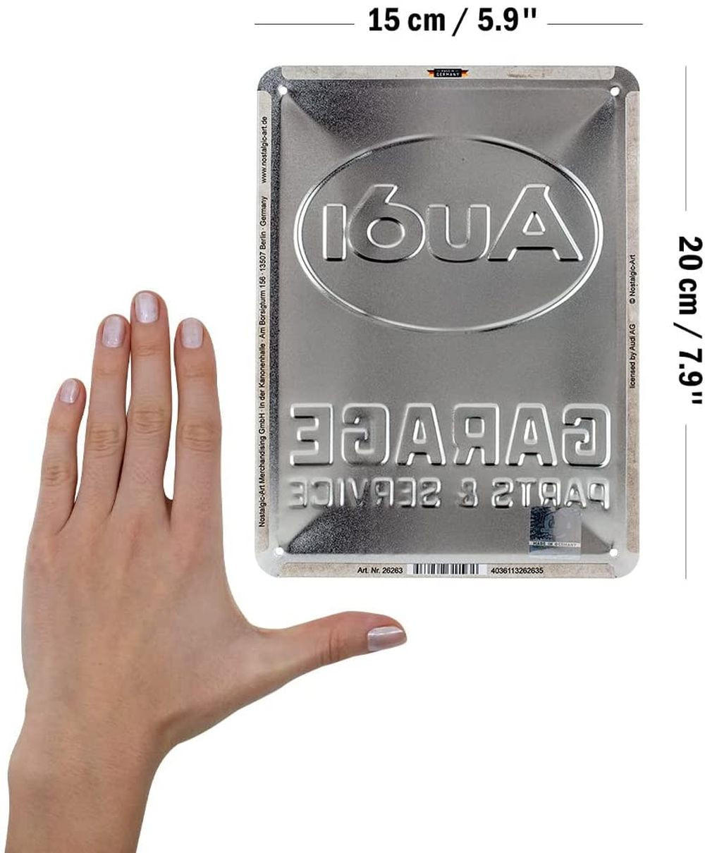 BLECHSCHILD 15/20 cm Audi Audi Garage - Multicolor, Metall (15/20/0.5cm) - Nostalgic-Art