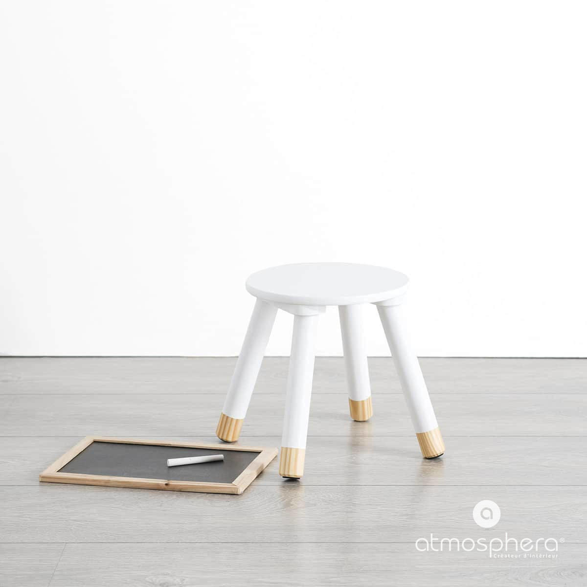 KINDERHOCKER Holz, Grau, Naturfarbe - Weiß, Holzwerkstoff (24/26/24cm) - Atmosphera Createur d´interieur