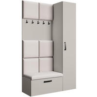 GARDEROBE Margaret I+IV 121/203/43 mit gepolsterten Paneelen - Kaschmir/Schwarz, Holzwerkstoff/Kunststoff (121/203/43cm) - Beautysofa