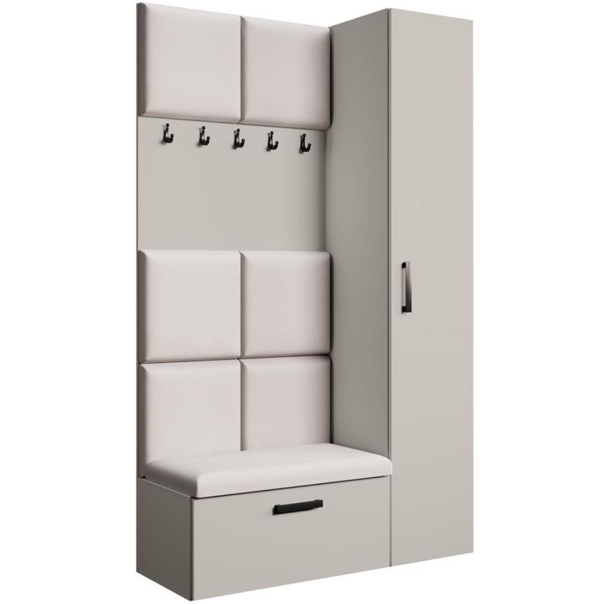 GARDEROBE Margaret I+IV 121/203/43 mit gepolsterten Paneelen - Kaschmir/Schwarz, Holzwerkstoff/Kunststoff (121/203/43cm) - Beautysofa