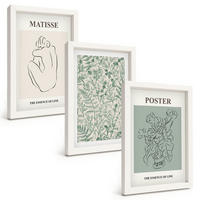 BILDER SET 3er Set - 20x30 cm Weißer Rahmen - Linien, Pflanzenmuster, Minimalismus - Weiß, Kunststoff (20/30cm) - TULUP