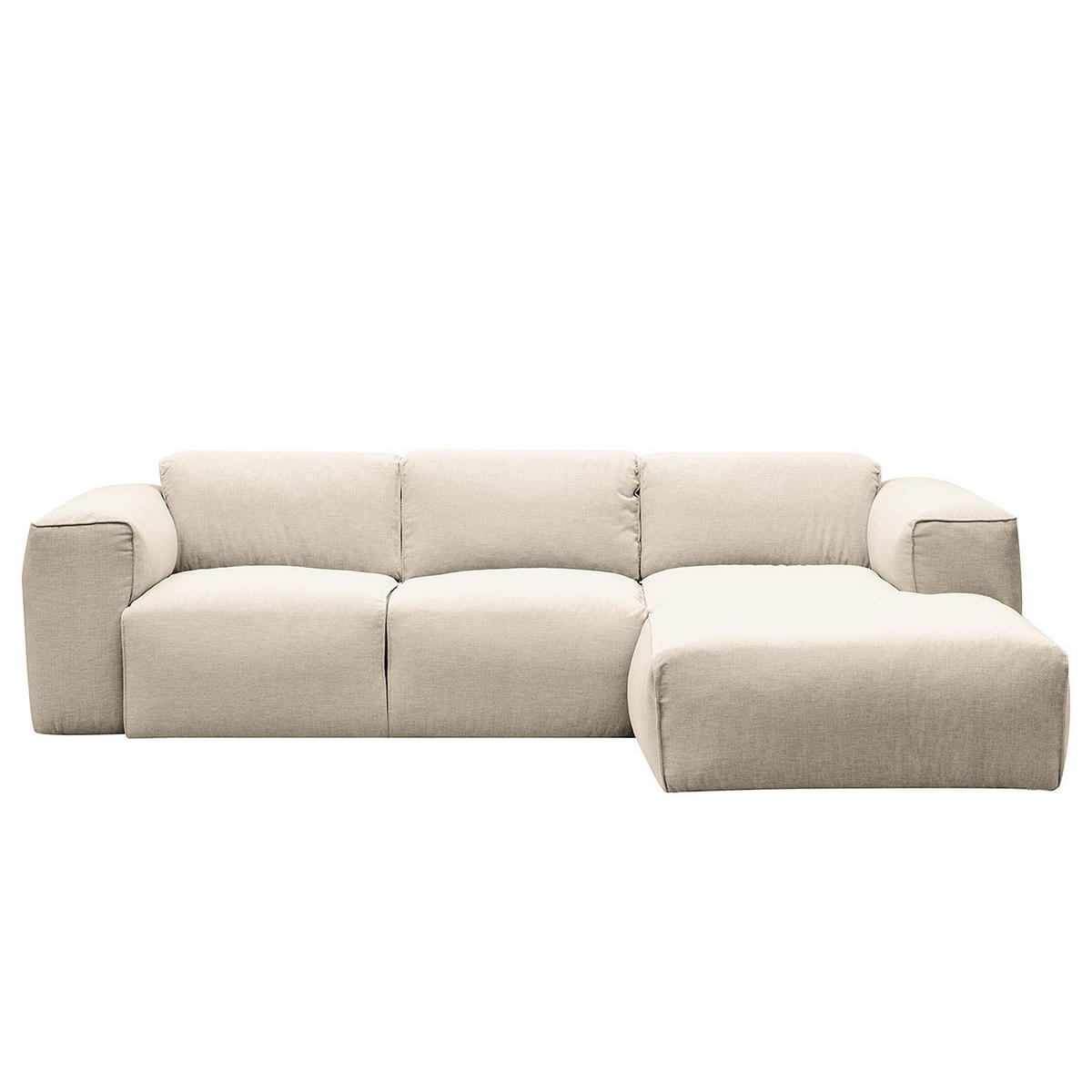 3-SITZER ECKSOFA mit Longchair - Beige/Schwarz, Kunststoff/Textil (251/173cm) - home24