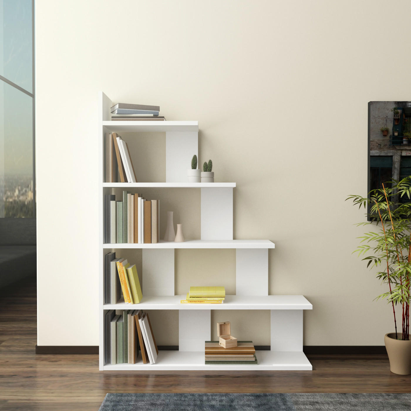 BÜCHERREGAL Echo Weiss - Weiß, Holzwerkstoff (90/120/21.8cm) - Decorotika