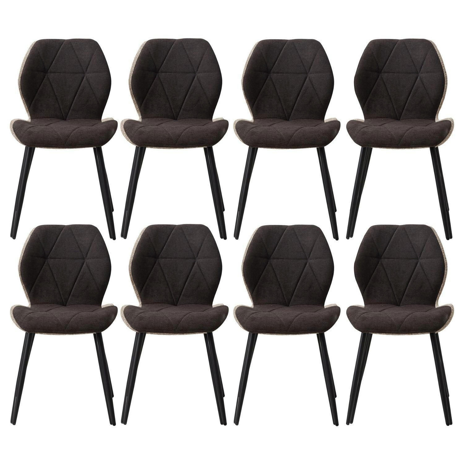 ESSZIMMERSTUHL 8er-Set Leinen-Diamantgewebe Schwarz - Schwarz, Textil (43/86/47.5cm)