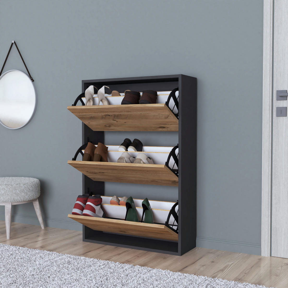 SCHUHKIPPER Aurskog - Braun, Holzwerkstoff (73.5/110/24cm) - [en.casa]