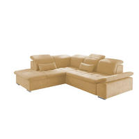 ECKSOFA mit Schlaffunktion mit Bettkasten und verstellbaren Kopf- und Rückenlehnen - Chromfarben/Beige, Textil (276/240cm) - ed exciting design