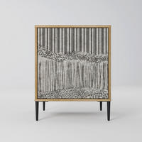 SIDEBOARD GRAIN LINES, Eichefarben, 57,5x42x72,5 cm, Schwarze Metallfüße - Eichefarben/Multicolor, Holzwerkstoff/Metall (57.5/72.5/42cm) - SpaceRebels