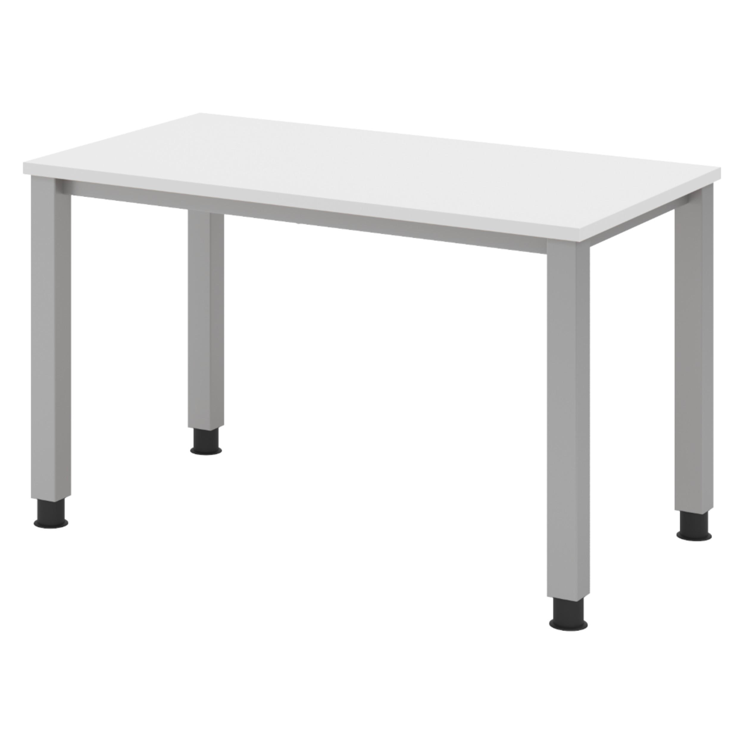 SCHREIBTISCH Serie-Q (Mini) 67,2/120/74 cm in Weiß/Silberfarben - Silberfarben/Weiß, Holzwerkstoff (67.2/120/74cm) - bümö