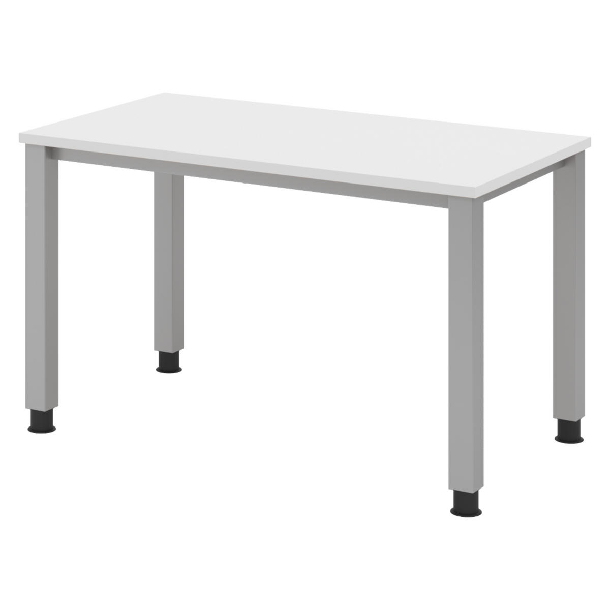 SCHREIBTISCH Serie-Q (Mini) 67,2/120/74 cm in Weiß/Silberfarben - Silberfarben/Weiß, Holzwerkstoff (67.2/120/74cm) - bümö