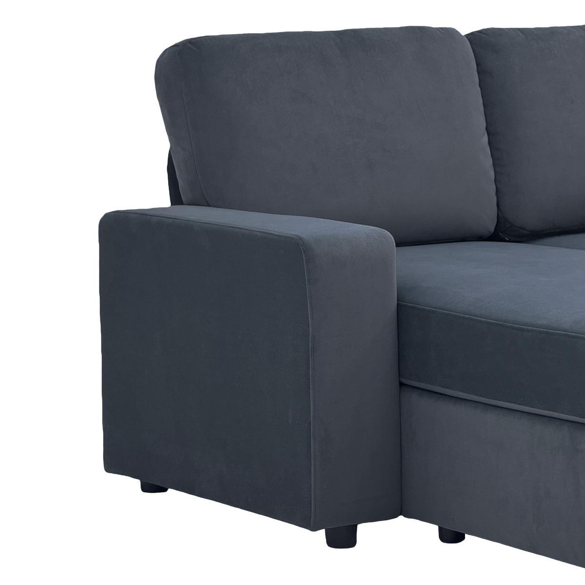 ECKSOFA Polyester Dunkelgrau mit Ottomane und Stauraum - Dunkelgrau, Holzwerkstoff/Textil (245.5/150.5cm) - WISHDOR