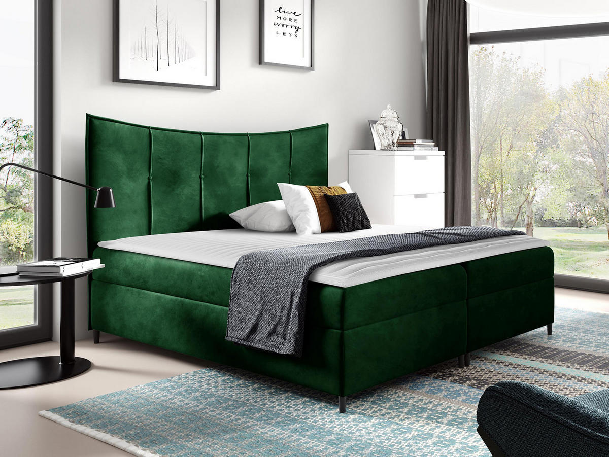BOXBETT Bergamo - Smaragdgrün, Holz (160/200cm) - MIRJAN24