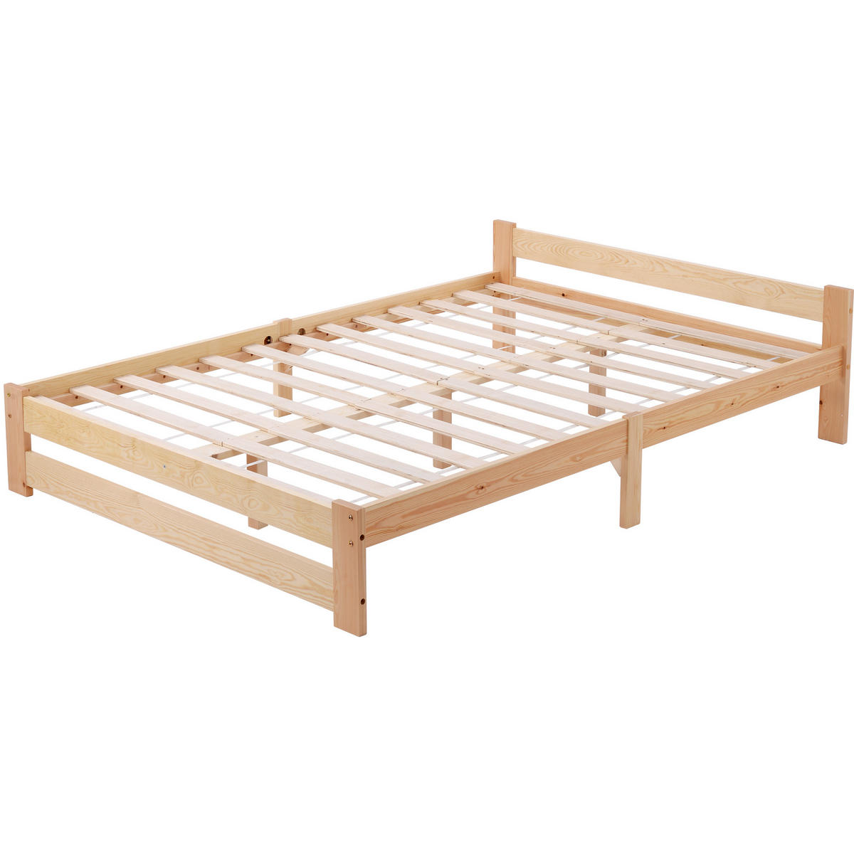 HOLZBETT 140/200 cm aus Massivholz Kiefer – natur, mit Kopfteil - Naturfarben, Holz (140/200cm) - BEAOK