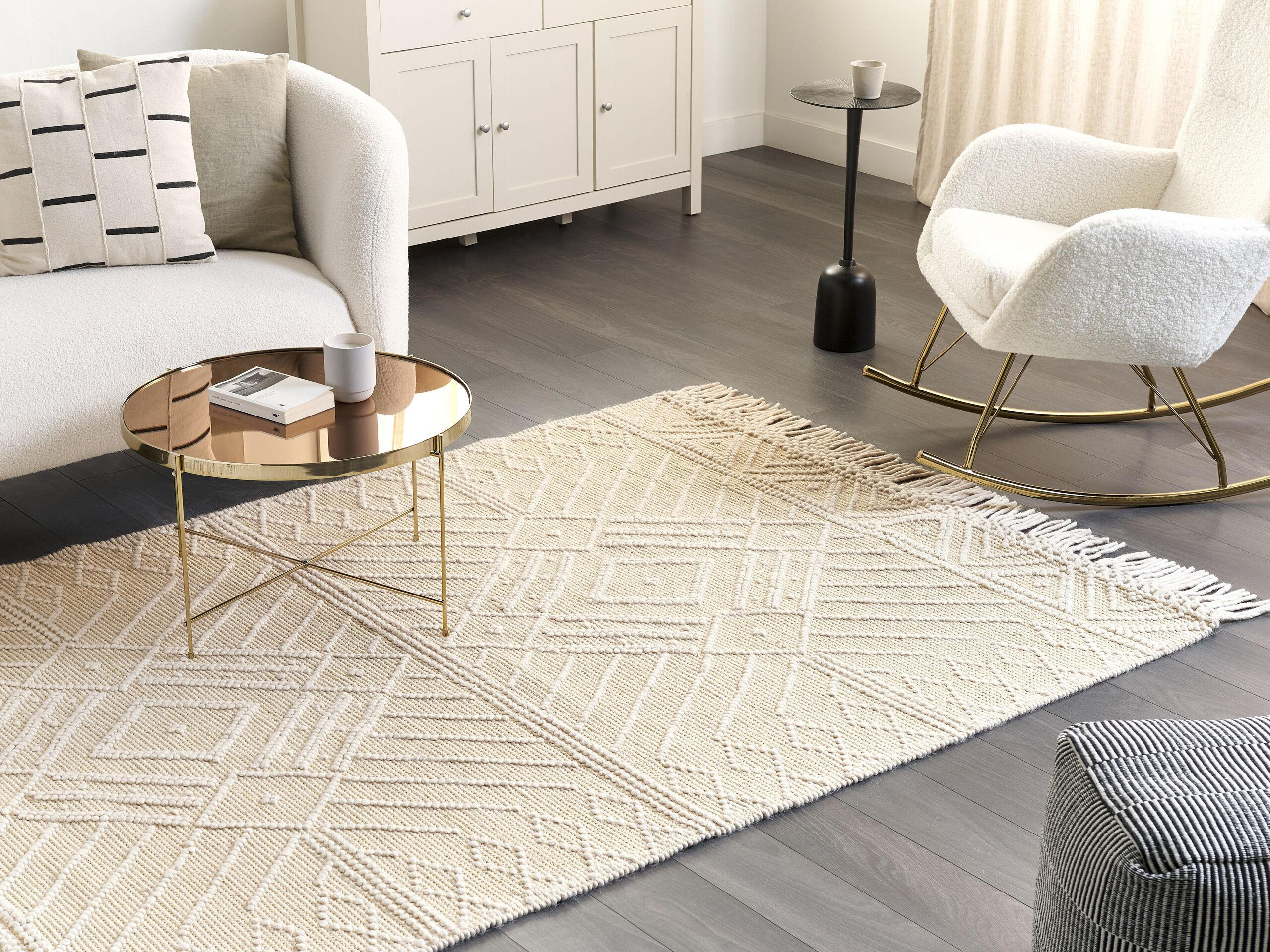 TEPPICH geflochten Mavikent 230/160 cm - Beige, Textil (160/230cm) - Beliani
