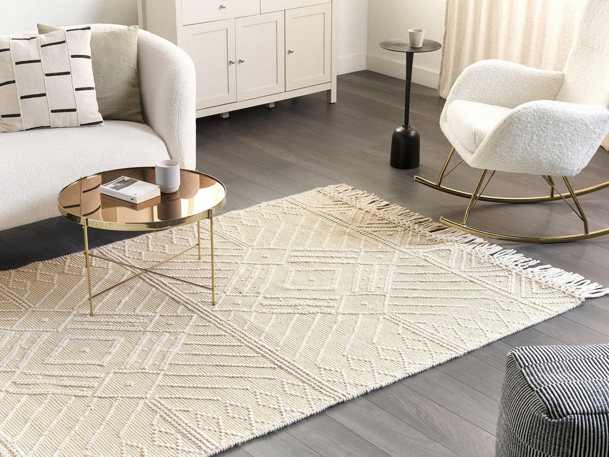 TEPPICH geflochten Mavikent 230/160 cm - Beige, Textil (160/230cm) - Beliani