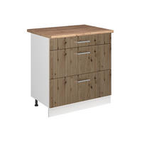 KUCHYNSKÁ SPODNÁ SKRINKA R-Line, Remeselný dub/biely, 80 cm s 3 zásuvkami Goldkraft tammi työtaso - biela/dub artisan, kompozitné drevo (80/81.6/60cm) - Vicco