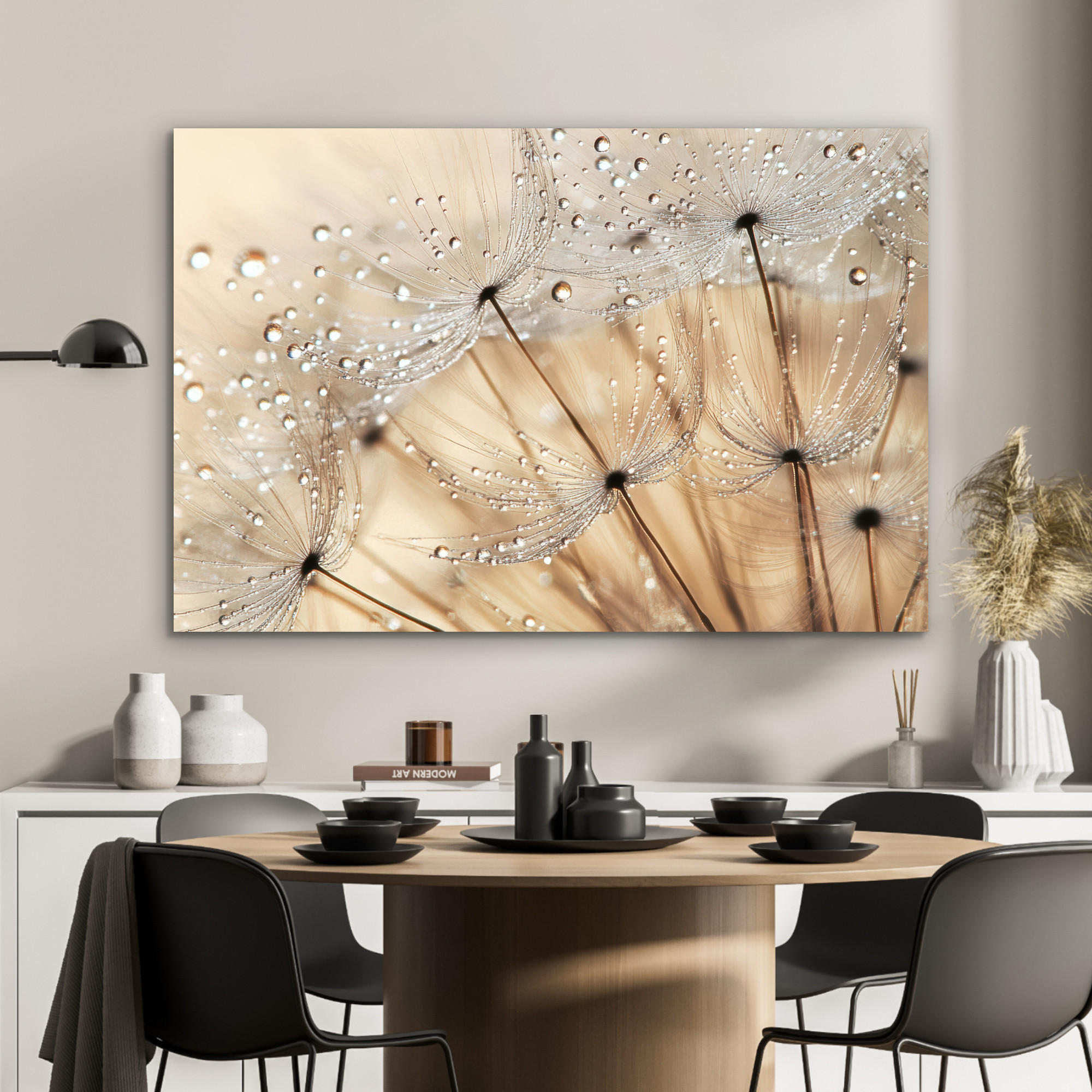 METALLBILD Löwenzahn - Abstrakt - Natur - Beige 90x60 cm - Braun, Metall (90/60cm) - MuchoWow
