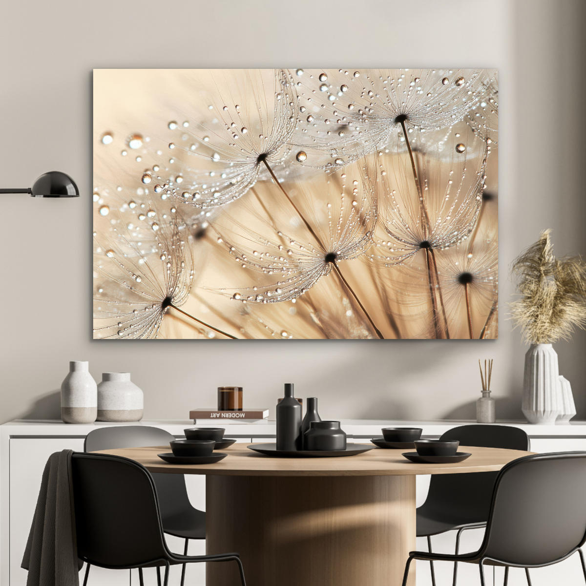 METALLBILD Löwenzahn - Abstrakt - Natur - Beige 120x80 cm - Braun, Metall (120/80cm) - MuchoWow