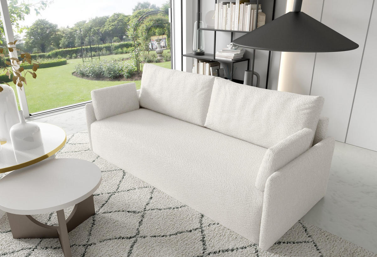 SOFA aus Bouclé-Stoff Femmo 4 Sitzer, Weiß - Weiß, Textil (86/91/205cm) - Fedve