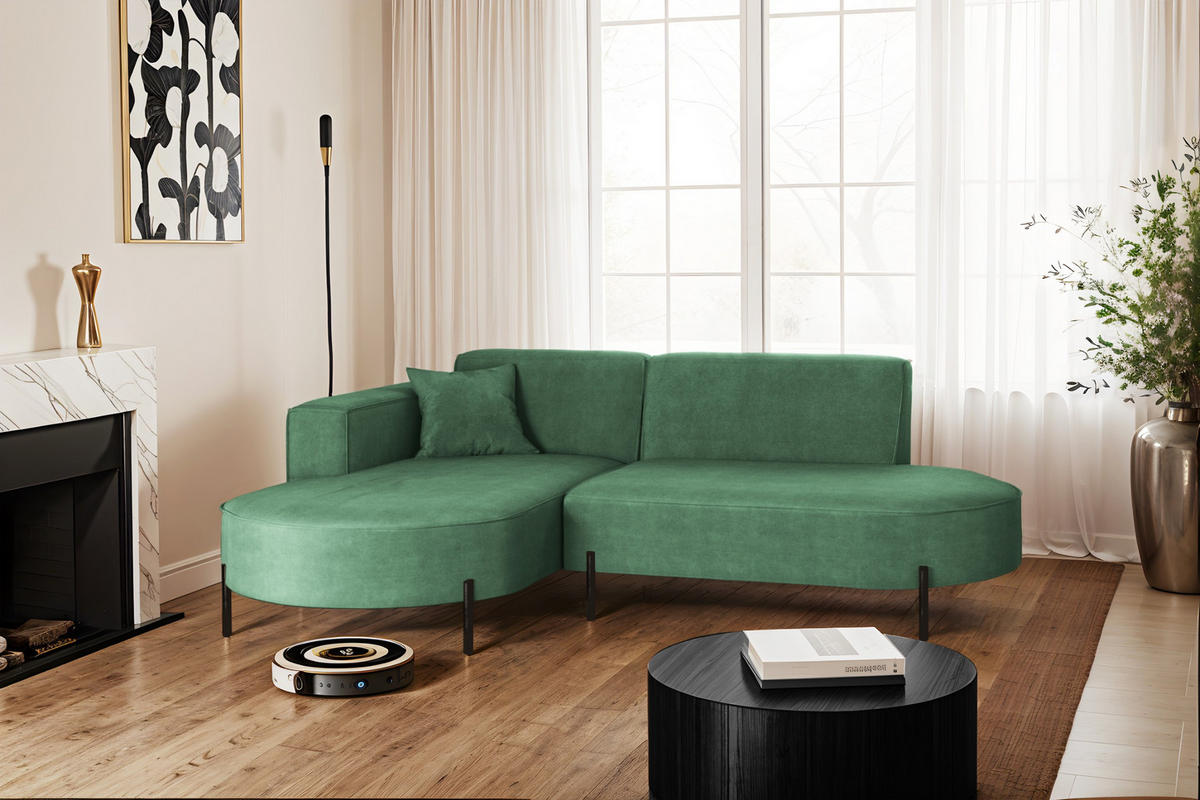 ECKSOFA L-Form Designer Modena Rein Stoff Noel Pistazien Links - Hellgrün, Holz/Textil (165/236cm) - Kaiser Möbel