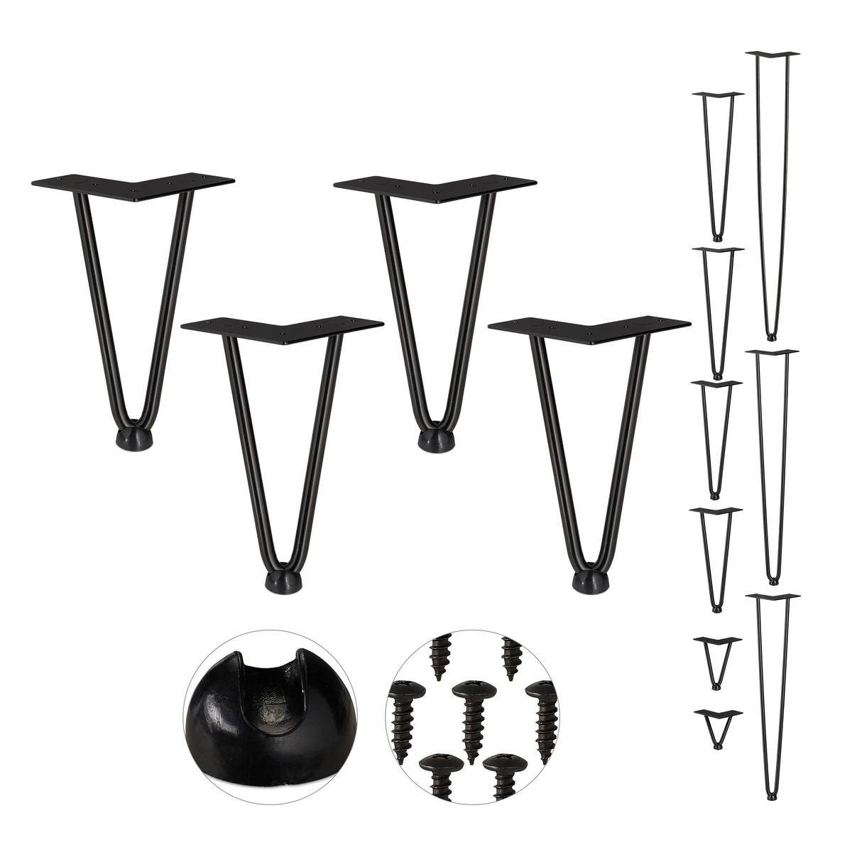 4XHAIRPIN - Schwarz, Kunststoff/Metall (12/20/12cm) - Relaxdays