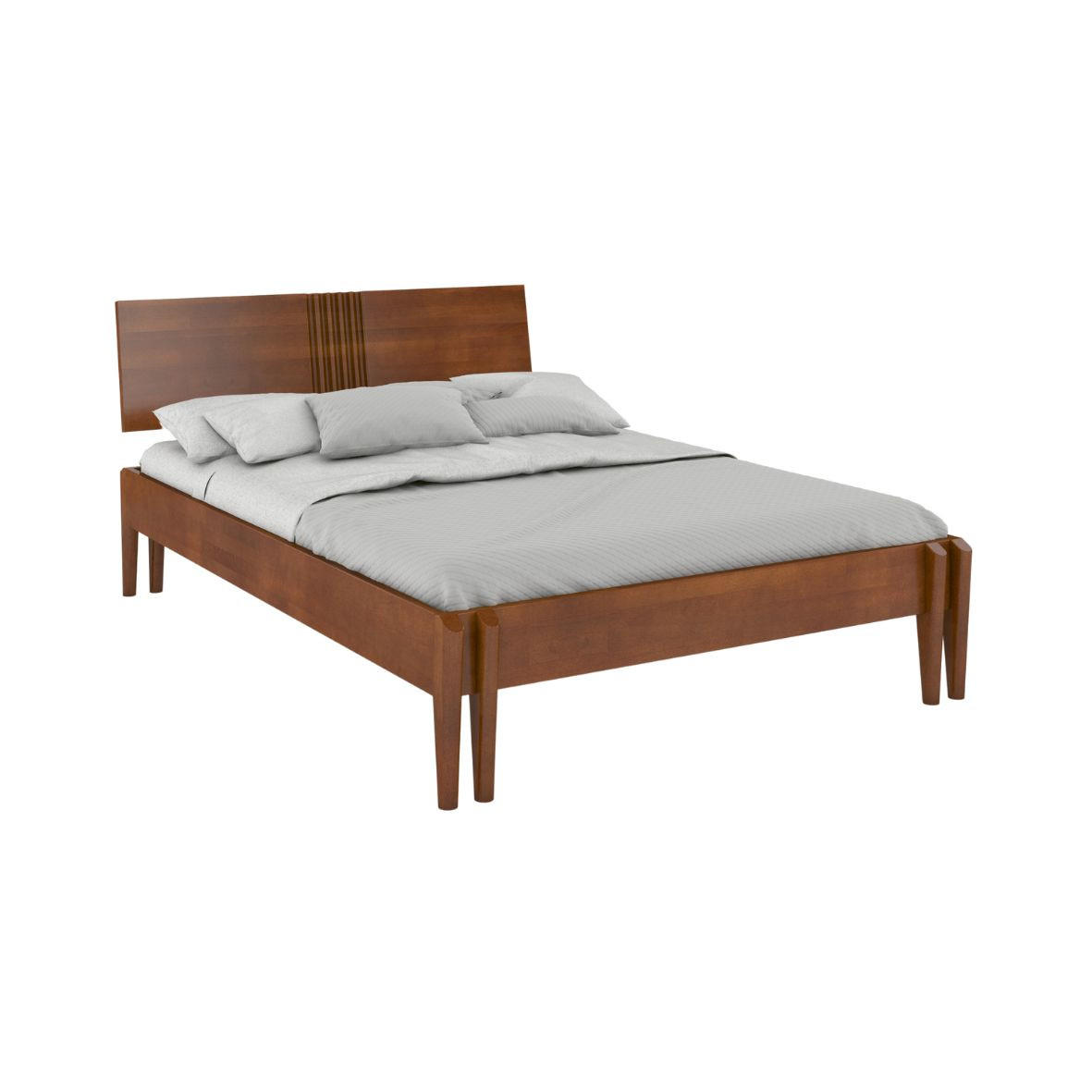 MASSIVHOLZBETT Poznan in Nussbaumfarbe, Buche-lackiert, 140x200 - Walnussfarben, Holz/Buchenholz (140/200cm) - Visby