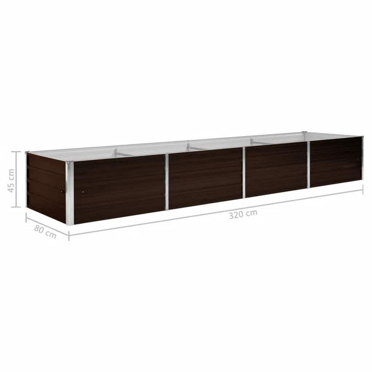 GARTEN-HOCHBEET Braun 320/80/45 Cm Verzinkter Stahl - Braun, Metall (320/45/80cm) - vidaXL
