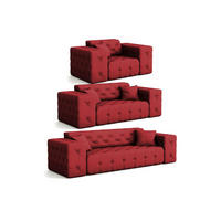 SOFASET Chantal - Rot, Holzwerkstoff/Textil (251/78/96cm) - Fun Möbel