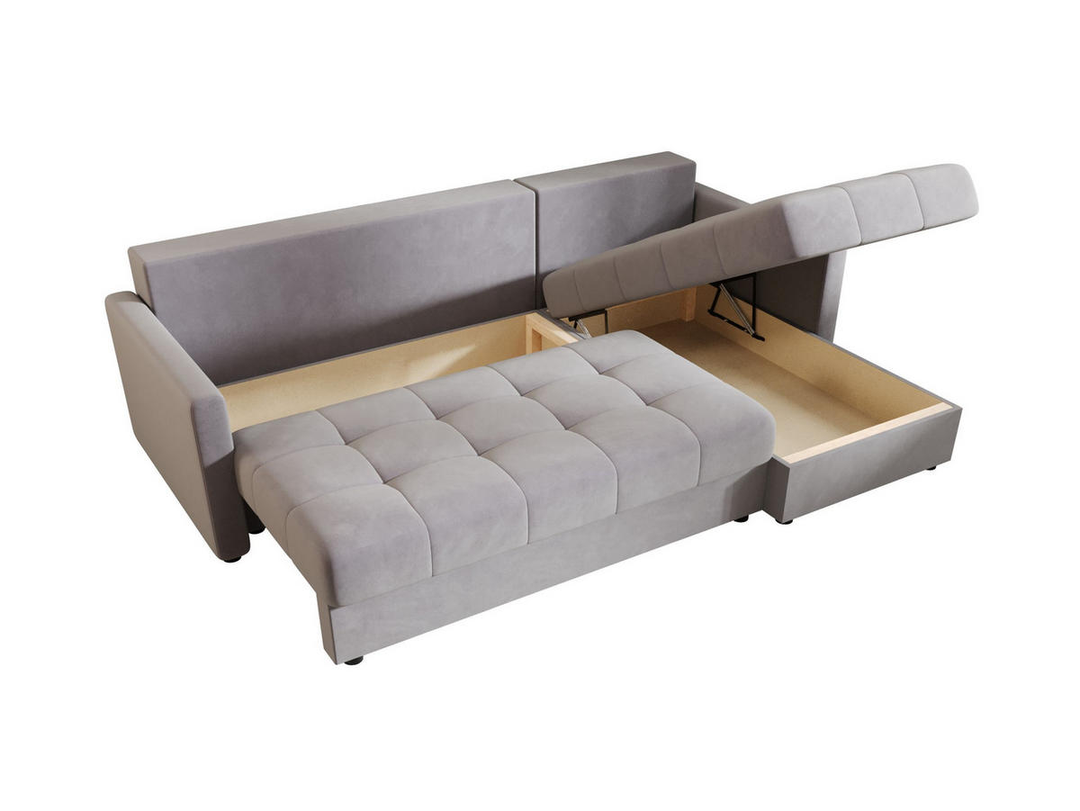 ECKSOFA MOS L BIS Itaka 50 Rechts mit Schlaffunktion - Grau, Textil (220/143cm) - Bedante