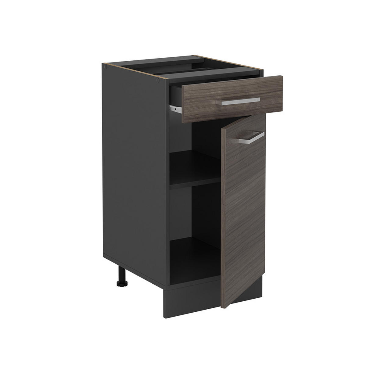 KÜCHENUNTERSCHRANK R-Line Edelgrau 40 cm ohne Arbeitsplatte - Anthrazit/Braun, Holzwerkstoff (40/81.6/46cm) - Vicco