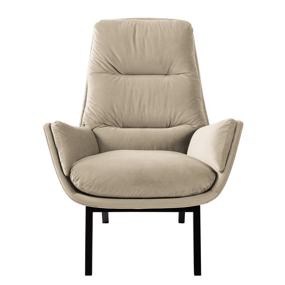 SESSEL mit Holzfüßen - Beige/Schwarz, Eichenholz/Textil (83/95/97cm) - home24