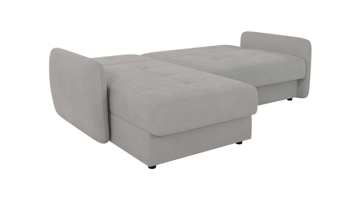 ECKSOFA Lupo Silber Mikrofaser - Silberfarben/Schwarz, Holz/Kunststoff (232/147cm) - S-Style Möbel